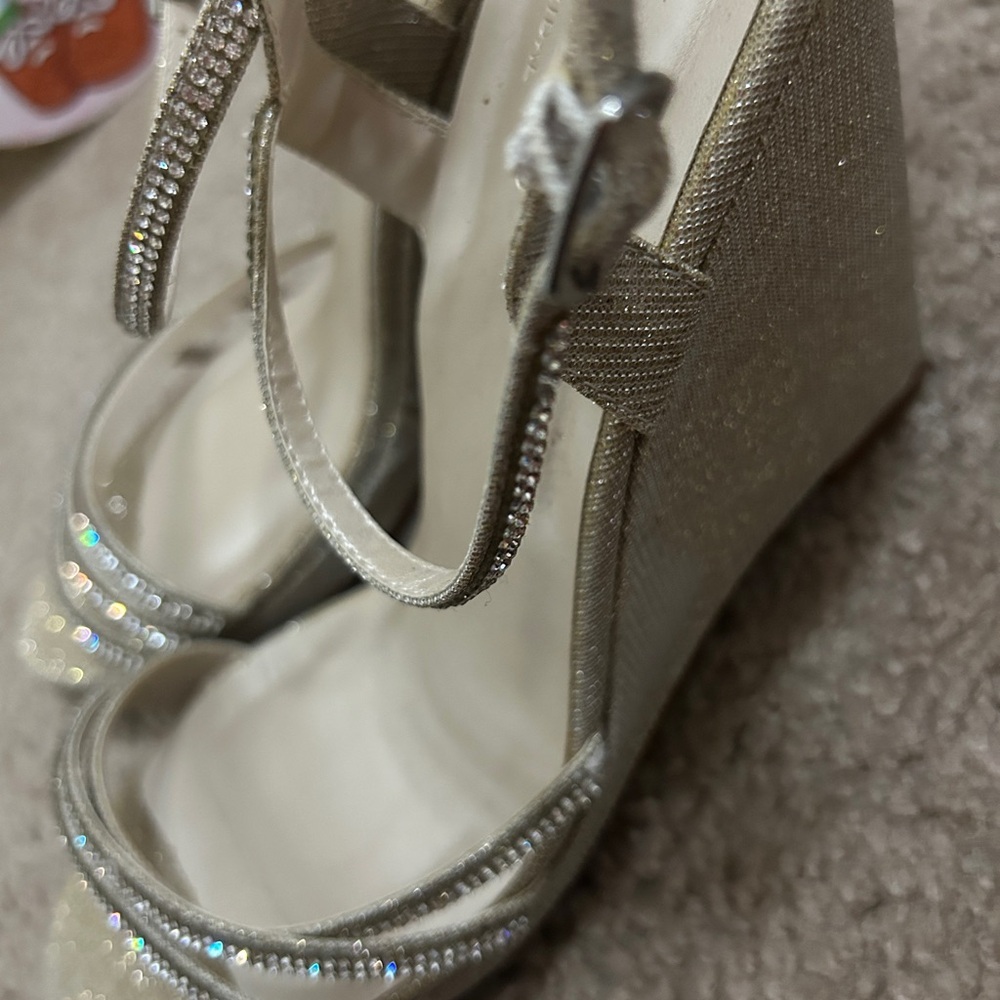 Silver Wedge Shoes with Modern Design